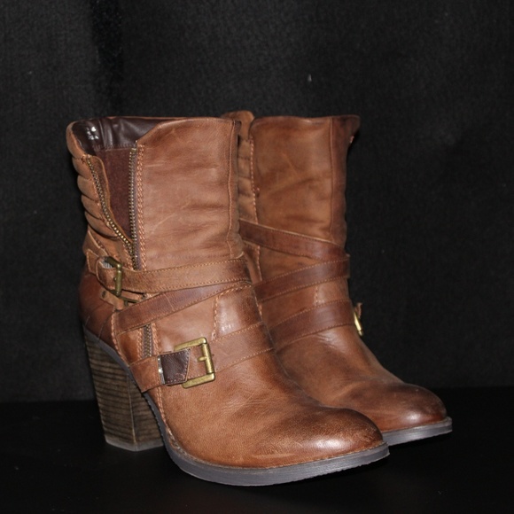Steve Madden Shoes - Brown Leather Fall Distressed Heel Boots